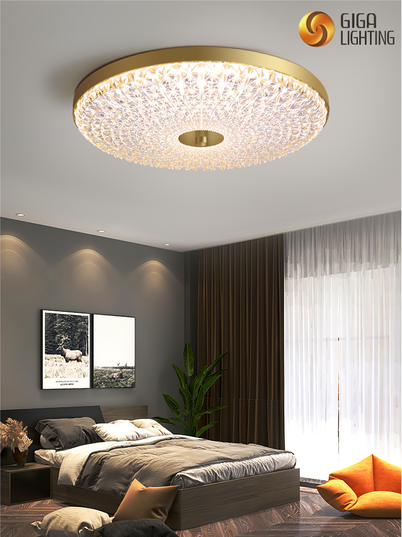 LED plafonnier chambre moderne luxe atmosphère ronde salon balcon télécommande cristal plafonnier