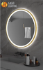 Cadre en alliage d'aluminium Certification CE Lampe de miroir LED Lampe électroluminescente Miroir Lavabo de toilette Miroir rond mural Salle de bain Miroir intelligent Salle de bain