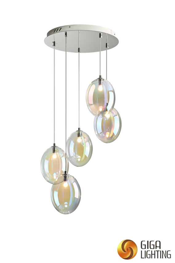 Original créatif minimaliste coloré ovale verre lustre concepteur LED pendentif lumière 