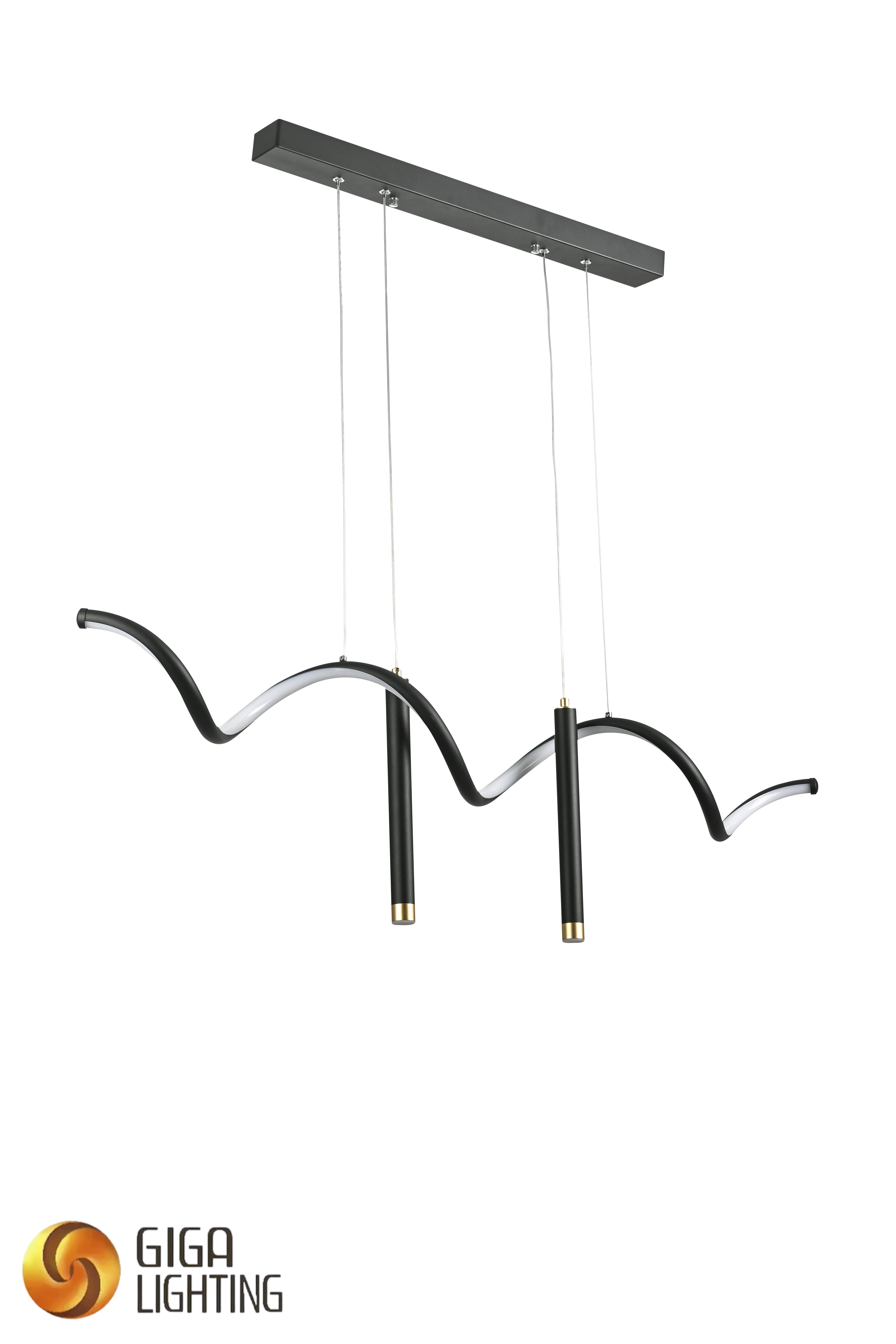 Lampe à suspension linéaire LED tube cylindrique en aluminium en forme d'art de lumens élevés