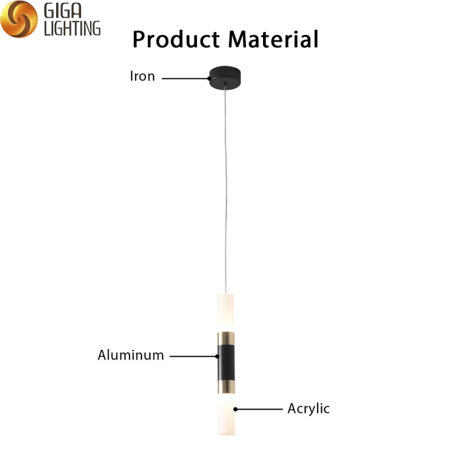 Lampe LED cylindrique simple et moderne, luminaire suspendu à lumière multiple, Long Tube