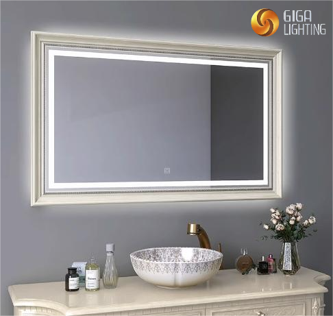 Miroir de salle de bain intelligent encadré IP44, écran tactile, miroir anti-buée avec lumières, miroir décoratif LED pour salle de bain, miroir de toilette, miroir de courtoisie vintage