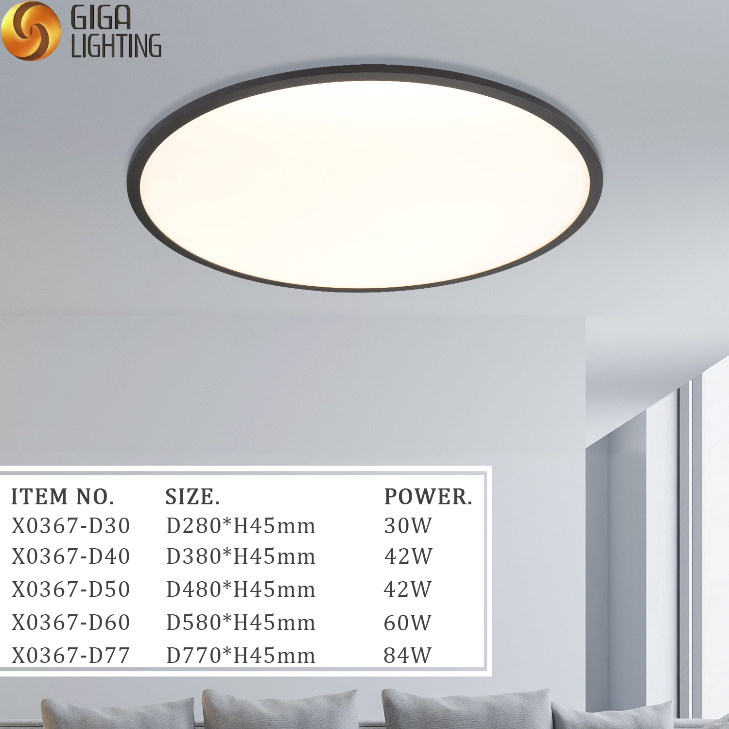 Plafonnier LED ultra-mince à interrupteur DIP CB EMC 3CCT, simple, à intensité variable