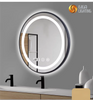 Certification ETL Miroir de salle de bain intelligent à LED intelligent en alliage d'aluminium bord doré écran tactile miroir rond miroir de maquillage mural LED avec capteur de lumière miroir lumineux