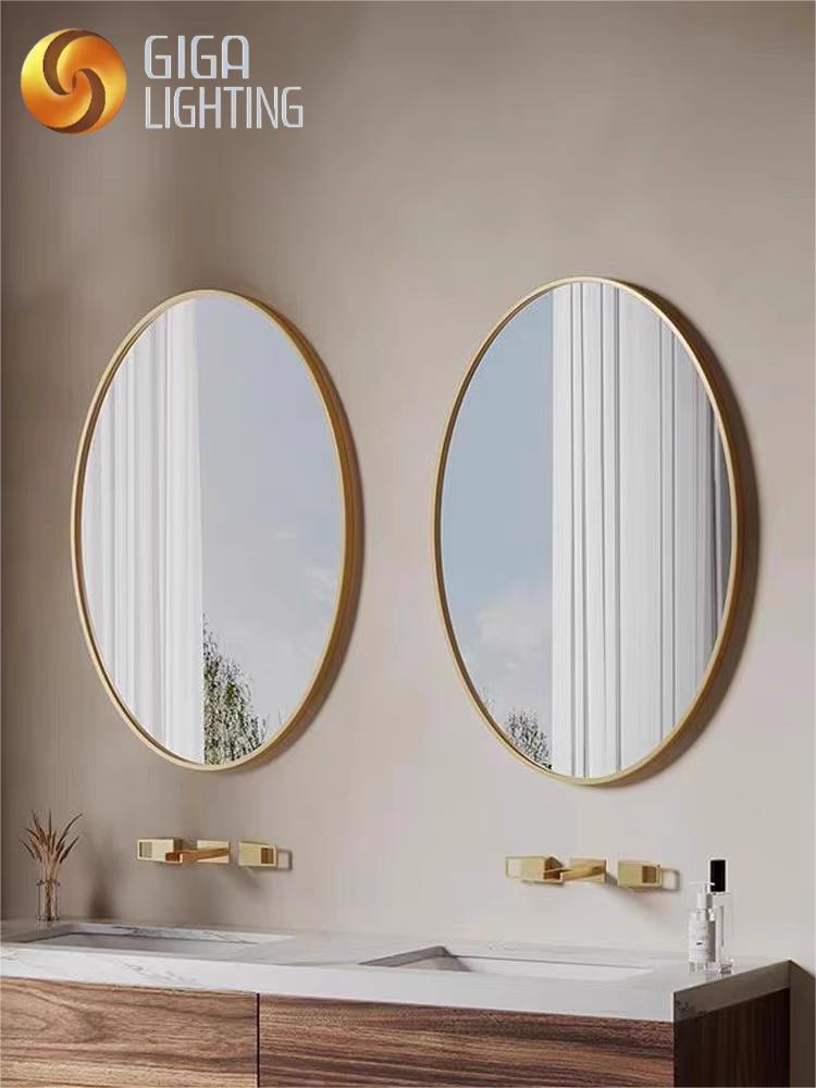 Miroir mural ovale encadré en alliage d'aluminium IP44, pour salle de bains, miroir HD mural, miroir de maquillage, miroir de vanité