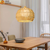 Lampe à suspension en rotin et bambou naturel, tambour rond fabriqué à la main, lustre fait à la main