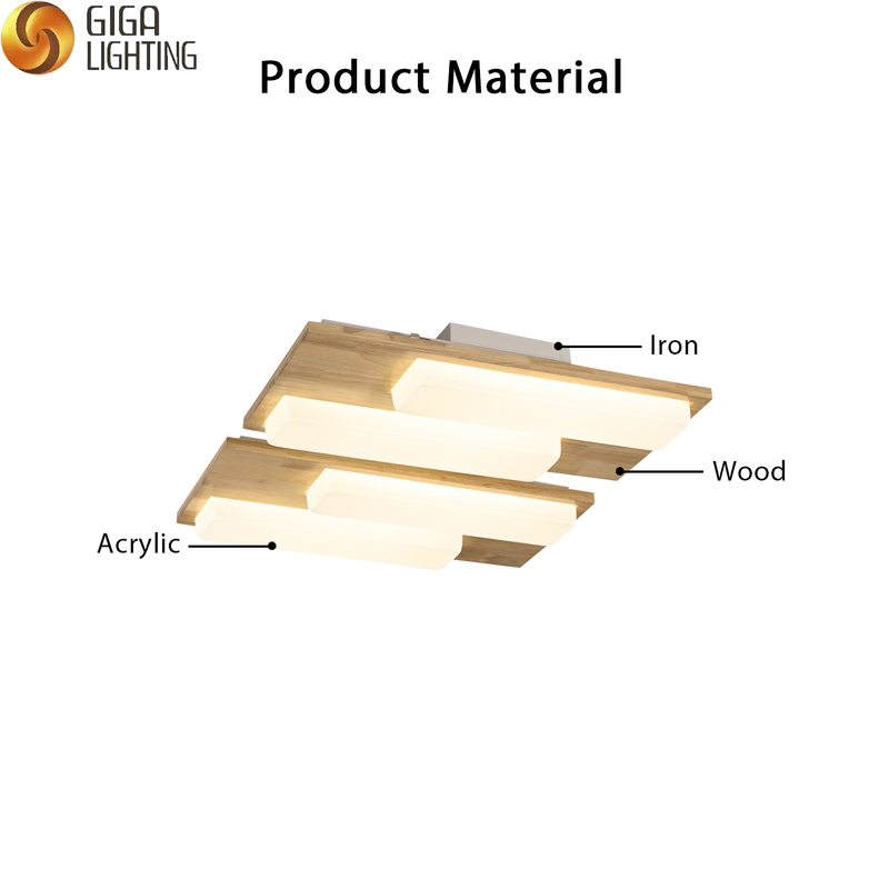Lampes décoratives de salon d'éclairage de plafond de LED en bois carré de VDE EMC