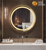 Certification ETL Miroir de salle de bain intelligent à LED intelligent en alliage d'aluminium bord doré écran tactile miroir rond miroir de maquillage mural LED avec capteur de lumière miroir lumineux