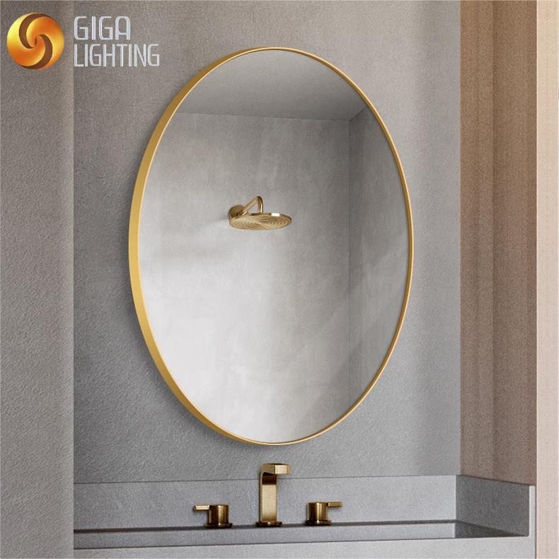 Miroir mural ovale encadré en alliage d'aluminium IP44, pour salle de bains, miroir HD mural, miroir de maquillage, miroir de vanité