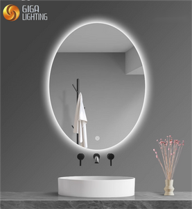 ETL Salle de Bains Écran Tactile Intelligent Miroir Lumineux sans Cadre Ovale LED Miroir étanche Miroir Anti-buée Mural Salle de Bains Miroir de Maquillage Suspendu