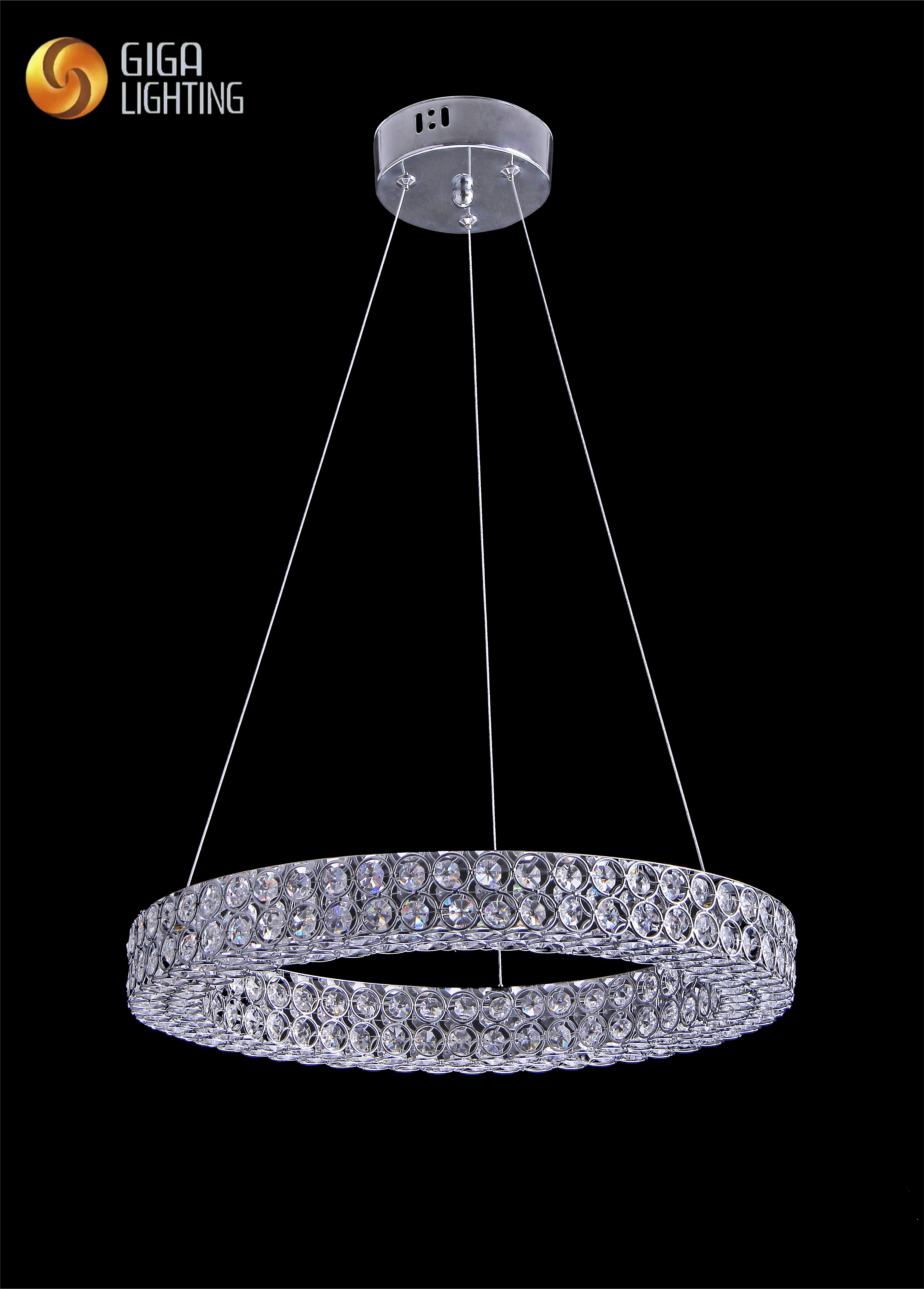 CE production en vrac en gros pendentif élégant luminaire suspendu en cristal: conception unique avec cadre en métal, éclairages de salon idéaux